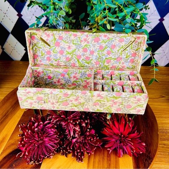 Vintage Floral Jewelry Box – Fabric Padded Vanity Organizer - Picture 16 of 17